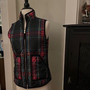 J. Crew Multicolor Plaid Quilted Vest